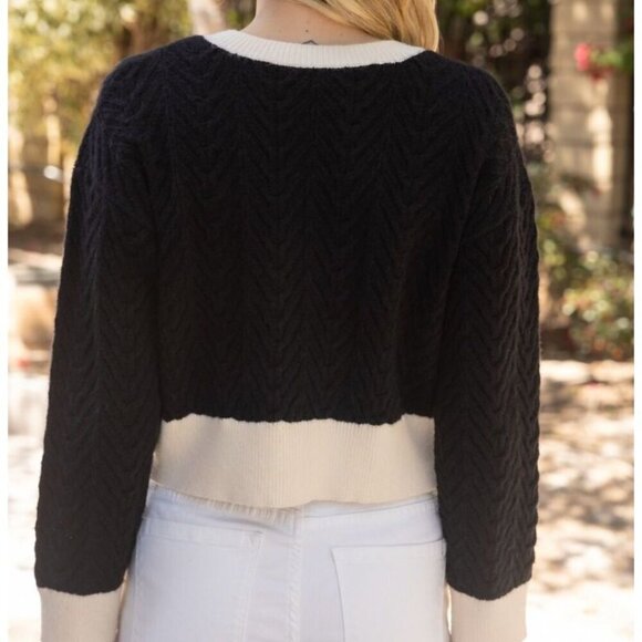 Navy Blue and White Button Cardigan - Picture 3 of 4